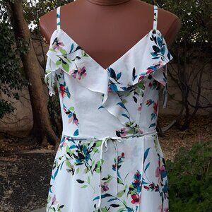 IZ Byer White & Multi Colored Floral High Low Semi Formal Dress Size XL
